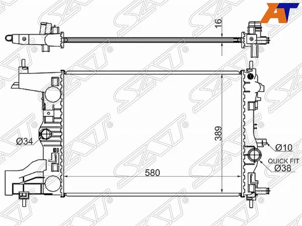 Радиатор CHEVROLET CRUZE 1.6/1.8 09- // ORLANDO/ZAFIRA C 1.8 10- OPEL ASTRA J 1.4/1.6/1.8 SAT SG-CH0006-MT | Автомобили и