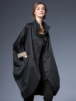 

Single-breasted Stand Collar Trench Coat for Women Loose Oversized Turndown Women Clothes Ladies Autumn Spring Windbreakers GA10