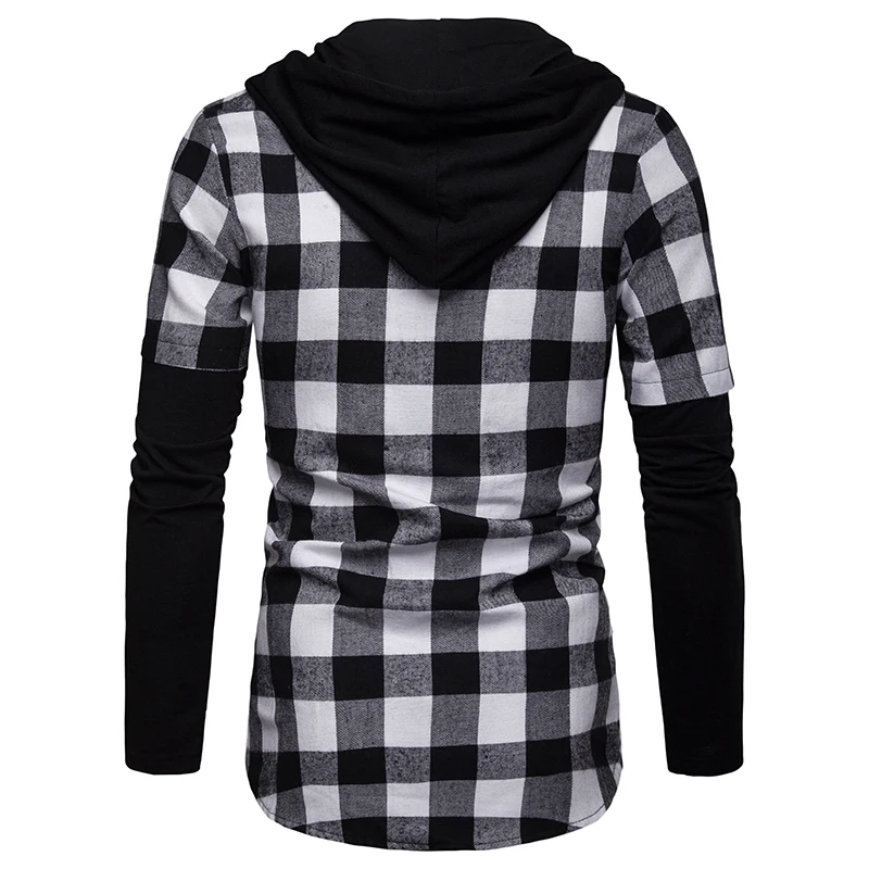 Весна осень Мужская рубашка Slim Fit мужская с длинными рукавами Hoodeds рубашка мужские рубашки в клетку мужская повседневная мужская рубашка большие размеры S-2XL