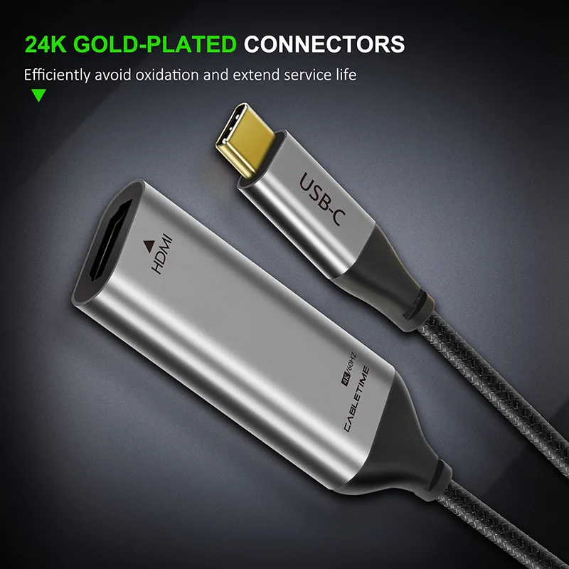CABLETIME USB C to HDMI Adapter Cable 4K 60Hz Thunderbolt 3 Adapter Type-c to HDMI for huawei mate 20 macBook pro hdmi to C C033