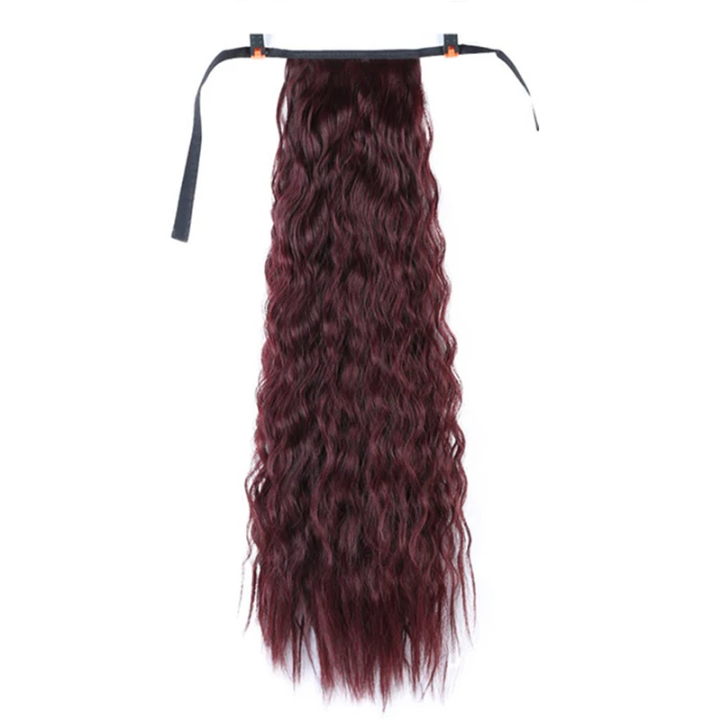 Allaosify Long Straight Clip In Hair Fake Hair Ponytail Hairpiece With Hairpins Synthetic Pony Tail Brown Extensions