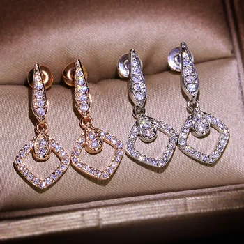 

Solid 18K Rose Gold Stud Earring for Women Genuine Silver 925 Jewelry Carat White Diamond Jewelry Aretes De Mujer Garnet Earring