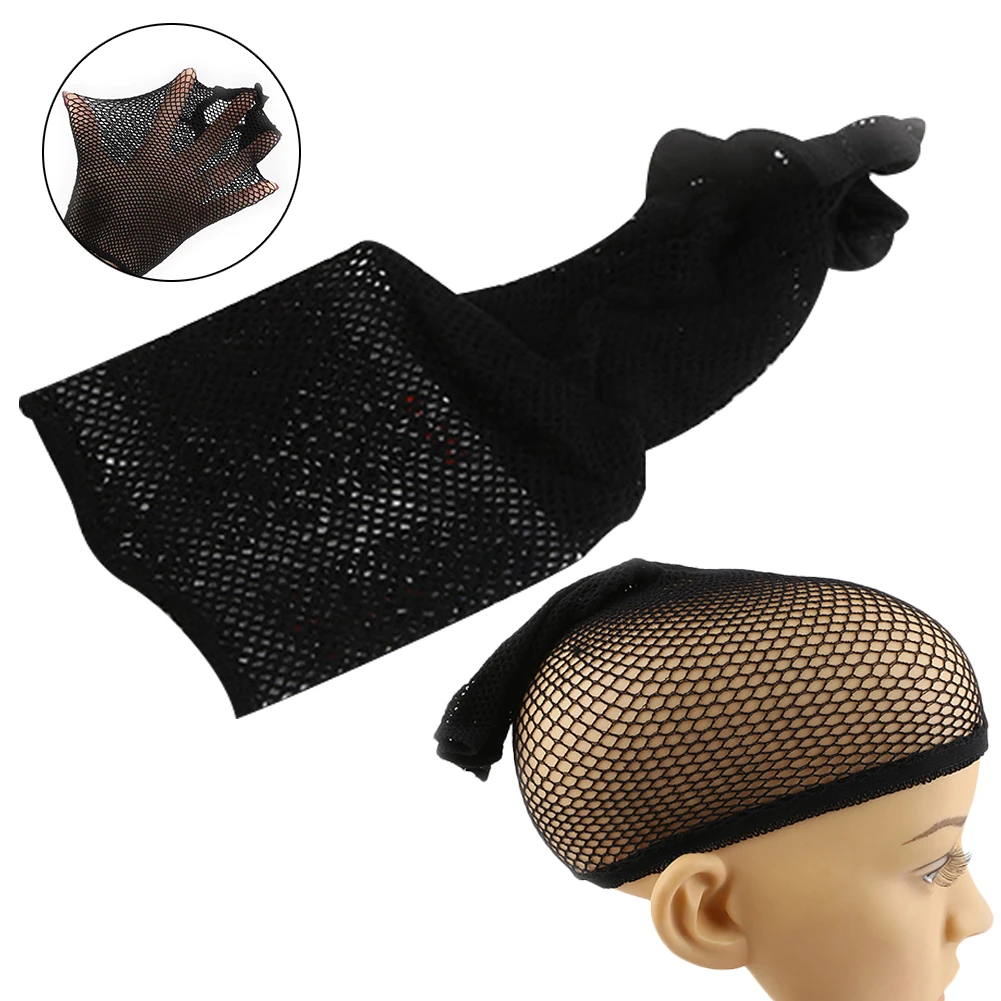 

Elastic Wig Caps Neutral Nude Beige and Open End Black Mesh Net Wig Cap Props