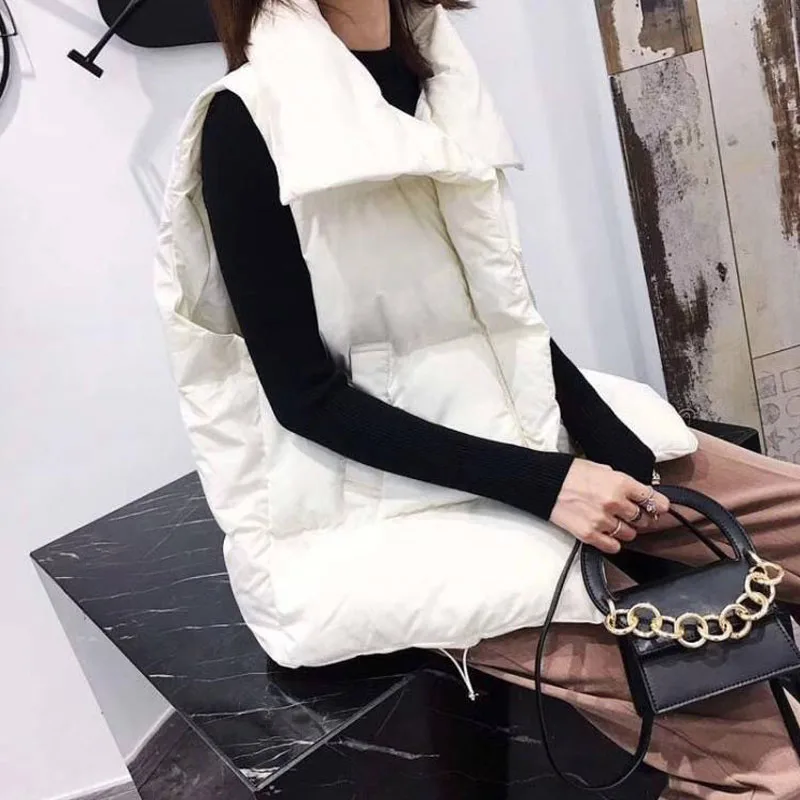 Lusumily Winter 2021 Warm Vest Women Sleeveless Jacket Light Warm Waistcoat Down Vest Female Sleeveless Coat Thick Waistcoat Top