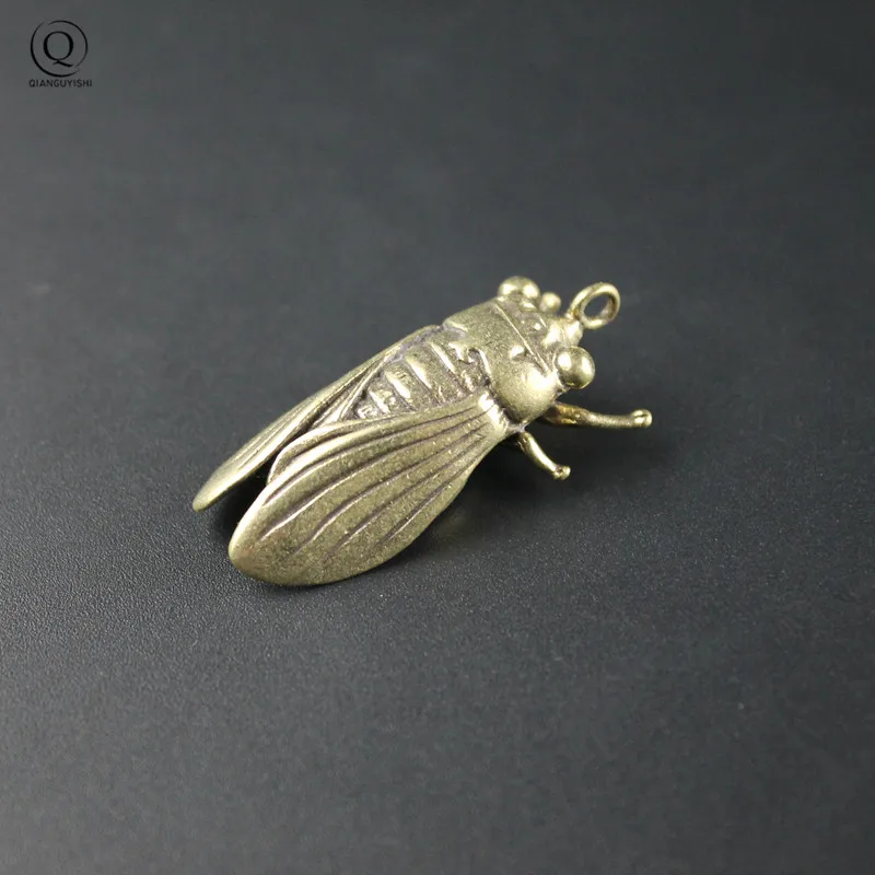 Vintage Brass Cicada Keychain Pendants Gifts Pure Copper Lucky Key Chain Ring Hanging Trinkets Chinese Feng Shui Keyring Pendant | Украшения