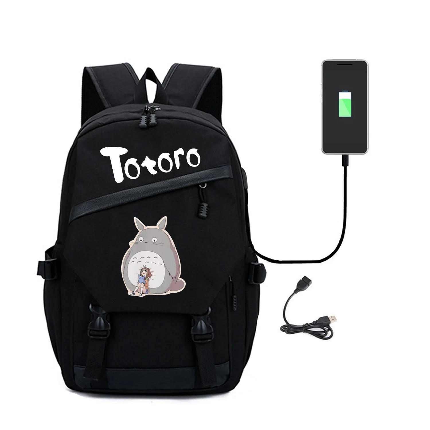 

2019 Totoro Comic Periphery Both Shoulders Package Usb Student A Bag Leisure Time Travel Backpack Canvas Bag