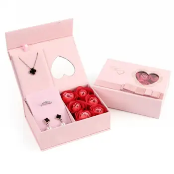 

New Unfade rose flower Jewelry packaging Box pink ring necklace box Precious Gift For Mother girlfriend