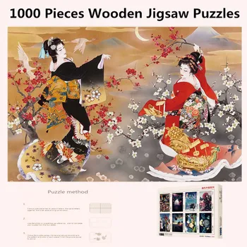 

Japanese Geisha Puzzle 1000 Pieces Wooden Assembling Puzzles Game Adult Toys for Children Japanese Geisha DIY Toys