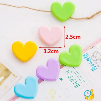 

10pcs Love Heart Planner Paper Clip Plastic Bookmarks Kawaii Clips Cute Binder Stationery Store Office School Supplies