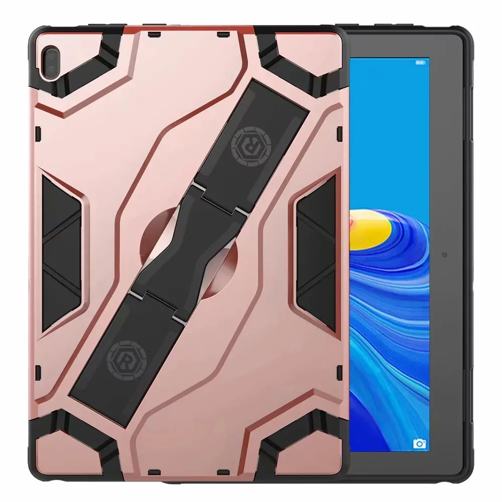 Сверхмощный ударопрочный чехол для планшета Для lenovo Tab E10 TB-X104F TB-X104L, 10,1 дюймов, чехол-подставка с ремешком на руку, Чехол+ пленка+ стилус - Цвет: Розовый