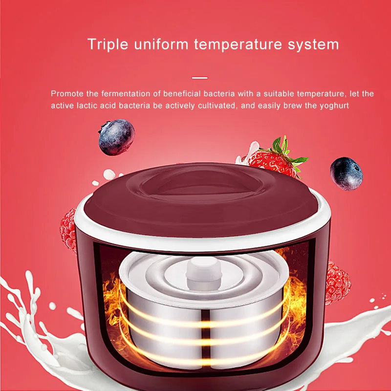 Yogurt Maker Electric Automatic Multifunctional Thermostatic Machine Rice Wine Natto Machine Stainless Steel Liner