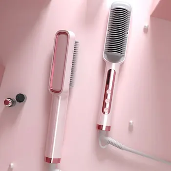 

Profissional Hair Straightener Ceramic Hair Straightener Comb Heated Hot Combs Hair Brush For Women Electric Hair Curling Iron
