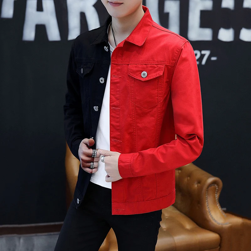 denim jacket men red