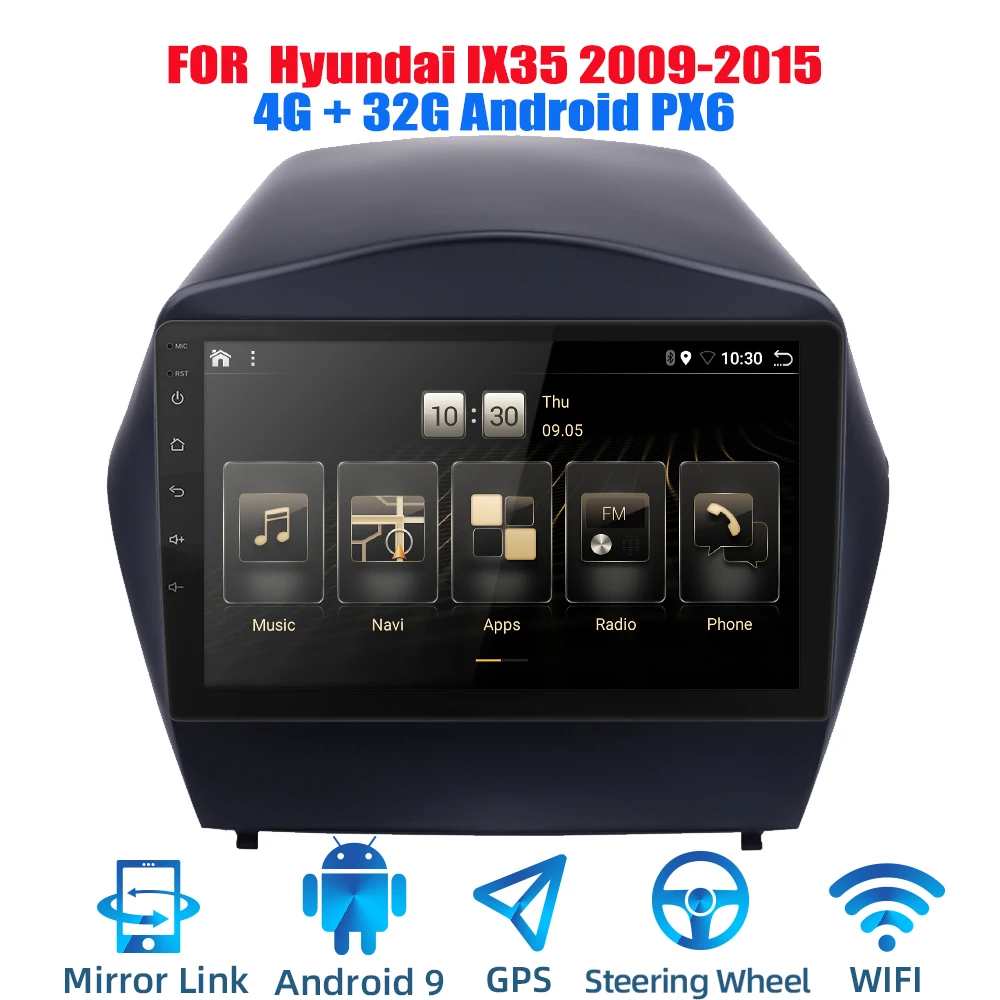 Автомагнитола Ouad Core PX6 2din Android 9 0 стерео для Hyundai IX35 2009 2015 GPS Navi аудио видео плеер Wi Fi