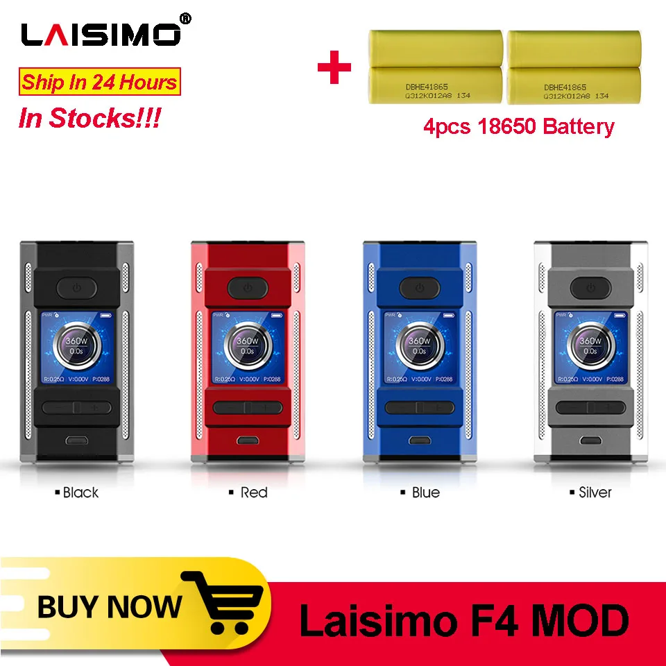 Оригинальный бокс-мод Laisimo F4 с цветным экраном 1 3 дюйма и резьбой 510 для бака 41 мм