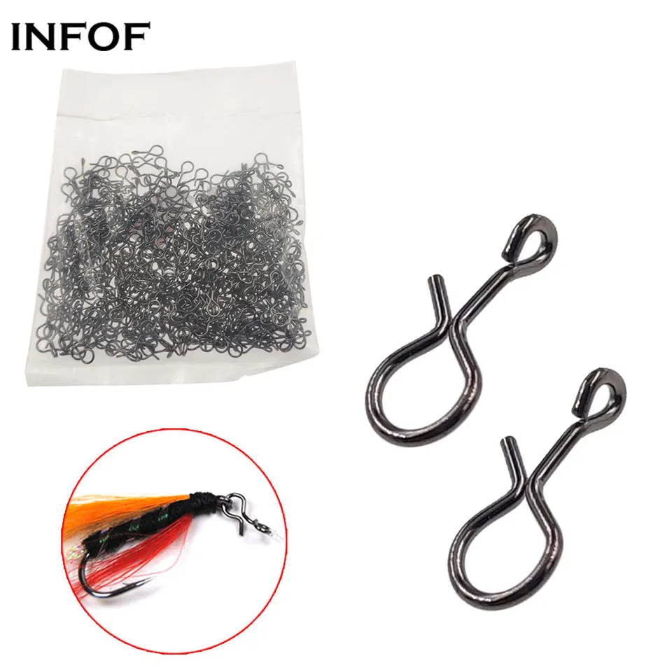 INFOF 200/500/1000pcs Fly Fishing Snap Connector Quick Change for Flies Hook  Lures Stainless Steel Fast Snap Fishing Accessories - AliExpress