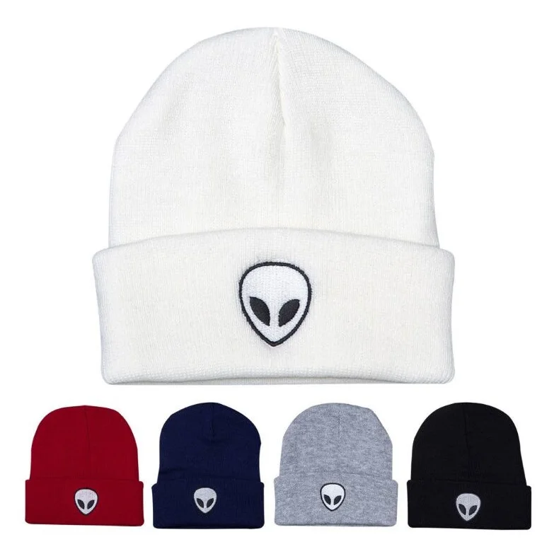 Вязаные шапки с вышивкой инопланетянина Осень зима|Мужская Skullies & шапочки| |