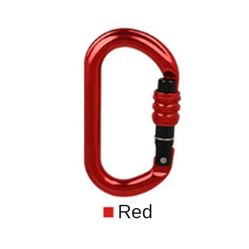 25KN Aluminum Alloy Safety Buckle with Lock O-type Quick Clip Screw Lock Security Carabiner Keychain Rock Climbing Equipment - Цвет: Red