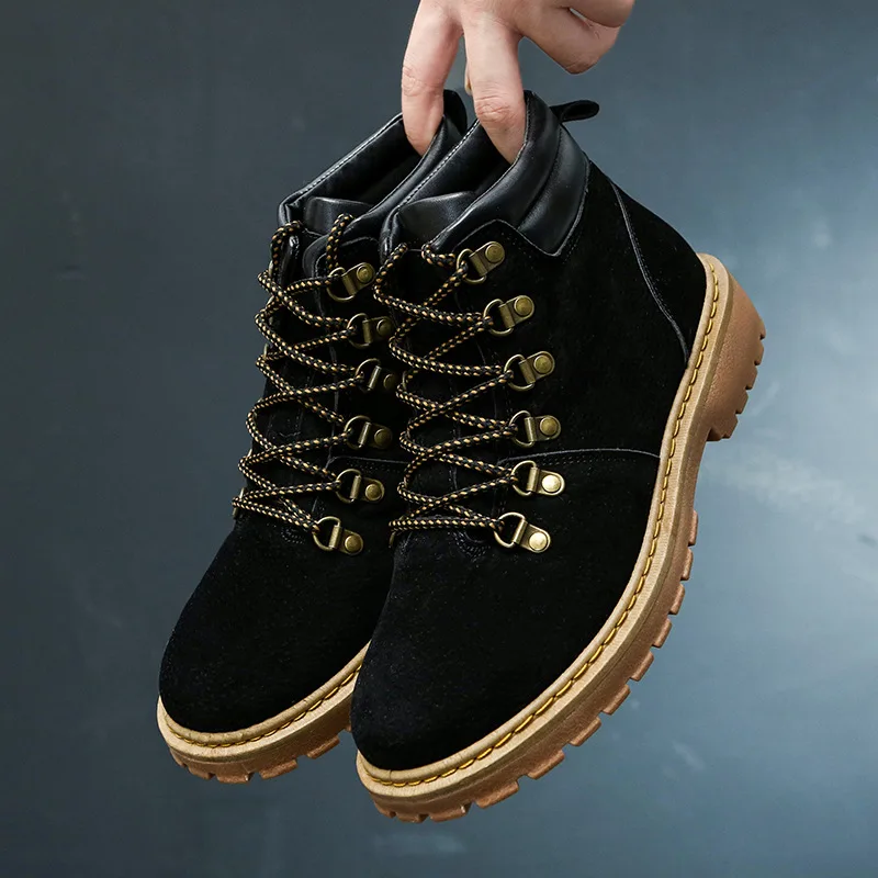 Мужские ботинки Martens кожаная зимняя теплая обувь мотоциклетные мужские