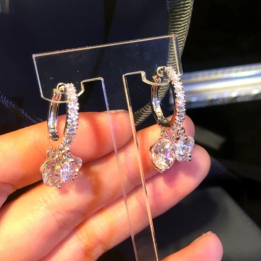

Fashion AAA CZ Crystal Hoop Earrings for Women Korean Style Hoops 2019 New