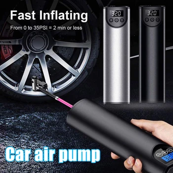

Car Air Pump Tire Inflator Mini Portable Handheld Fast Inflating LED Light USB Charging H7JP
