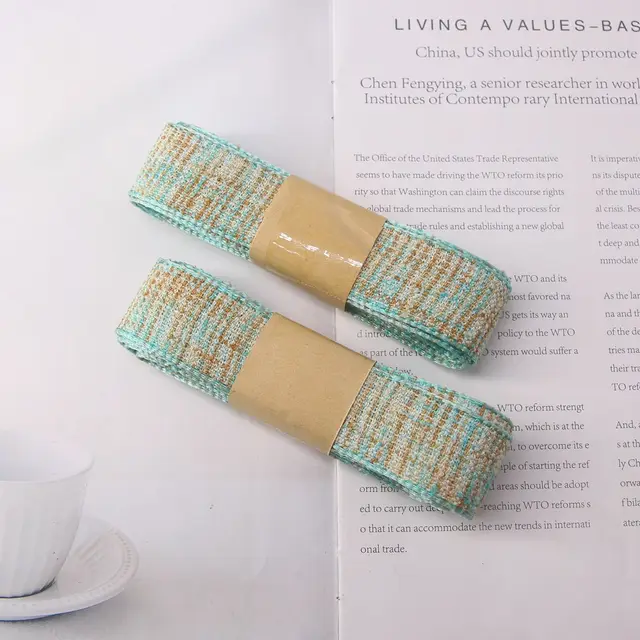 2.5cm Pattern Dress Tie Christmas Ribbon DIY Gift Wrapping Wedding Decoration Hair Accessories Bowknot Hand-Sewn Process light green