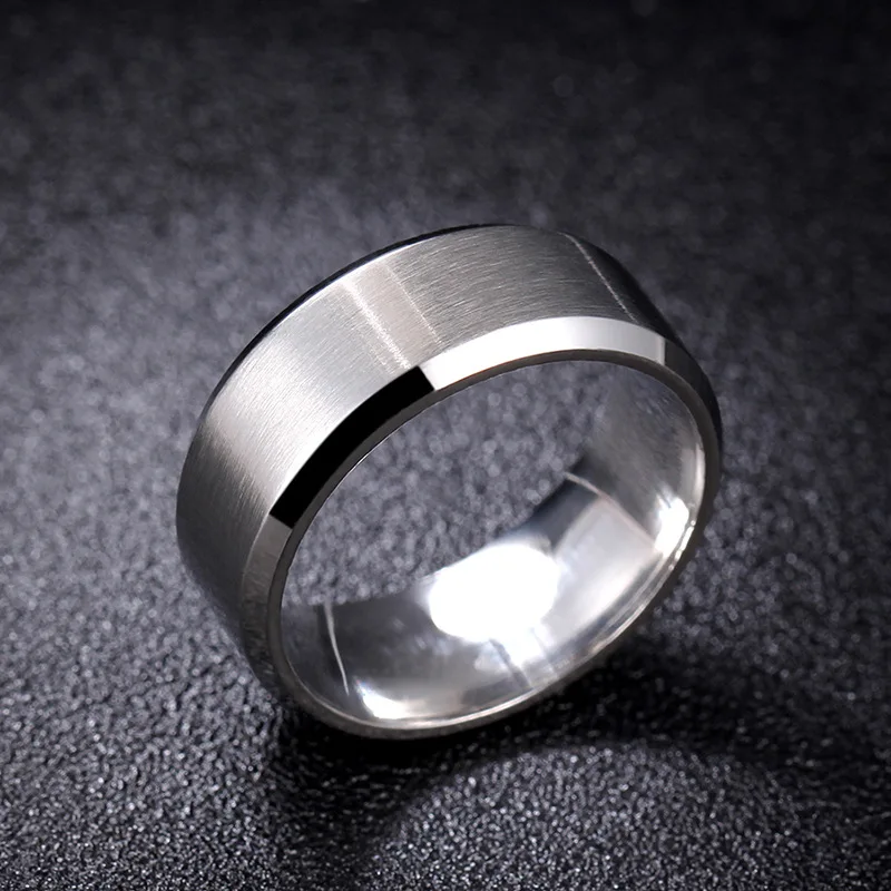 Tasa de descuento Anillo de acero inoxidable mate de 8mm de ancho para mujer y hombre, joyería de Glamour a la moda, Color negro y dorado, sortijas antialérgicas, Bisutería y9VKMEjazEX