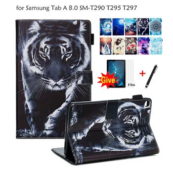 

Tablet Case For Samsung galaxy tab A 8.0 2019 SM-T290 SM-T295 T290 T295 T297 Cover Funda Fashion Printed Flip Stand Shell +film