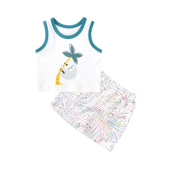

Pureborn Toddler Unisex Baby Summer Holiday Clothing Set 2pcs Sleeveless Baby Tops and Shorts Breathable Cotton Baby Clothes