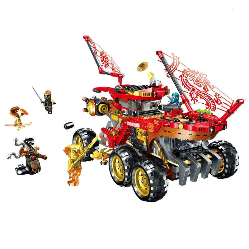 

New 858pcs Ninja Land Bounty Truck Model Building Blocks Compatible Lepinedly 70677 Ninjagoes Kids Toys Bricks Grinch Christmas