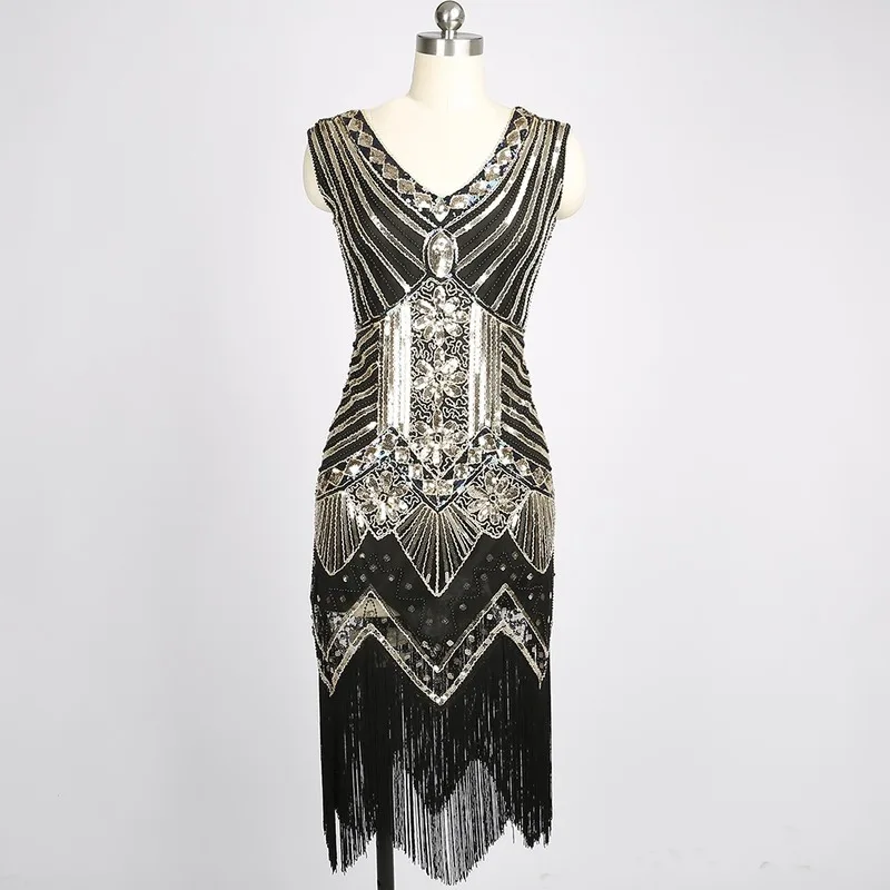 as picture6 Женское платье для вечеринки, Robe Femme 1920s Great Gatsby, платье миди с блестками и бахромой, летнее платье, Ретро стиль, женское вечернее платье - Цвет: as picture6