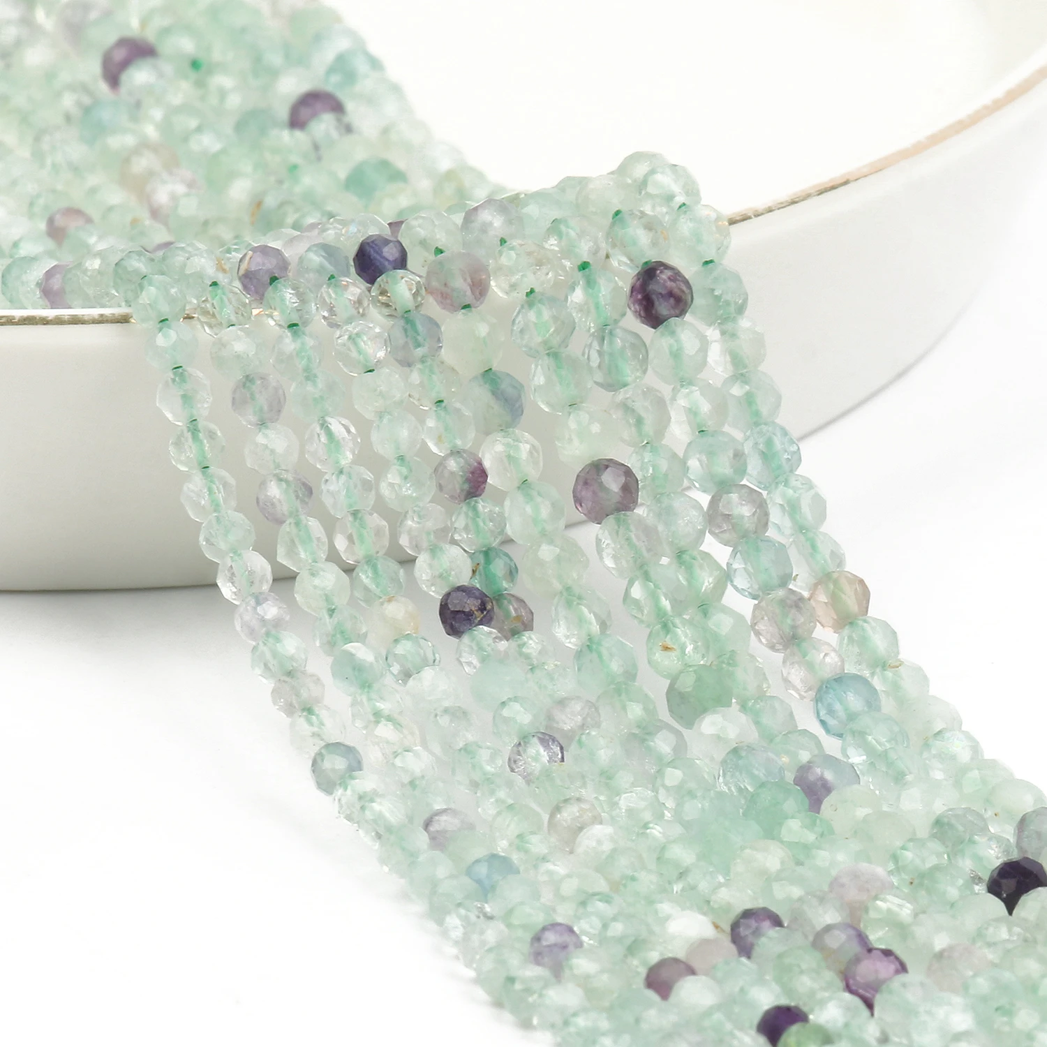 

Colorful Fluorite Faceted Waist Beads Natural Stone Loose Spacer Beads for DIY Handmade Jewelry Making Supplies Earring Bracelet