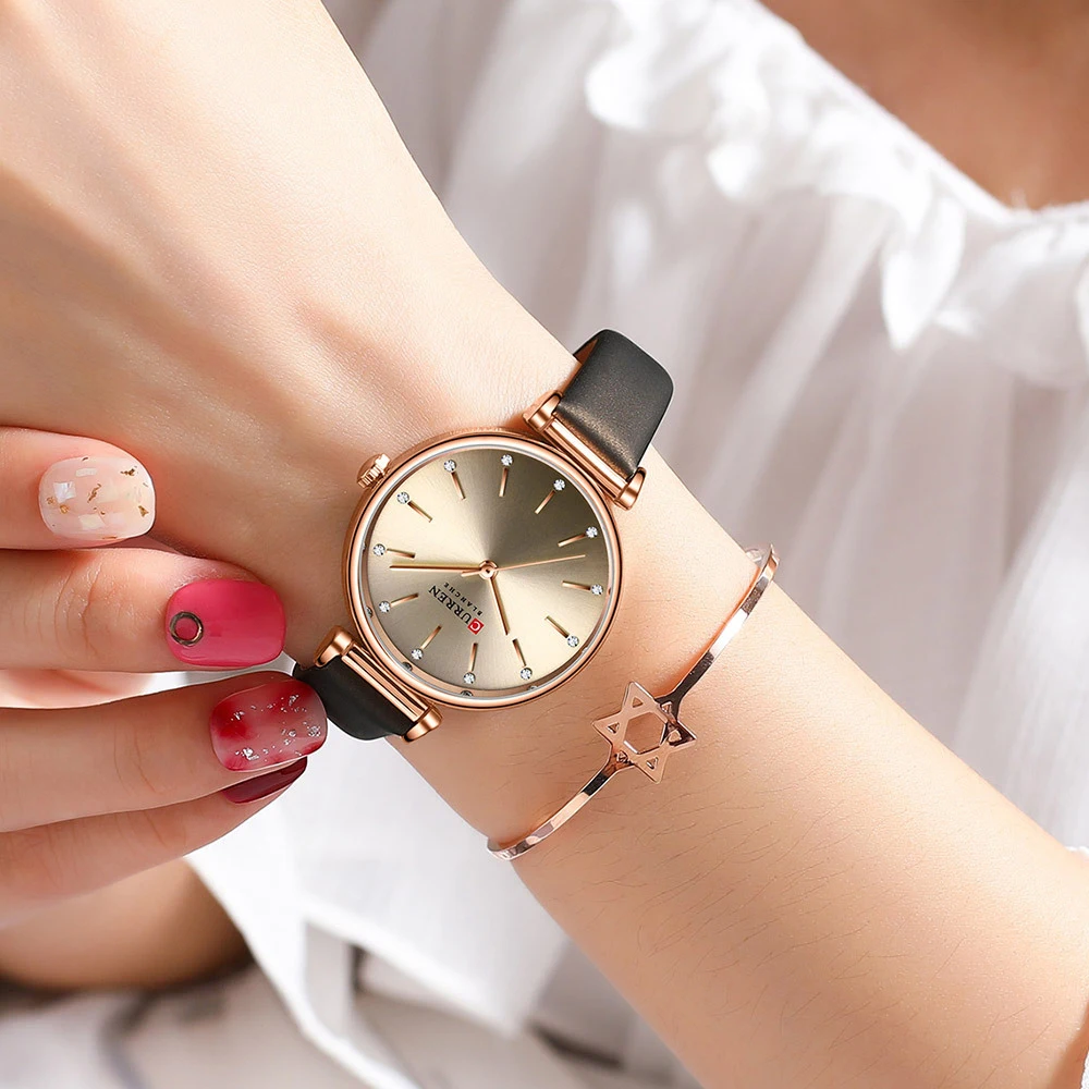 Curren Fashion Classic Quartz Women Watch Leather Retro Waterproof Clock Ladies Rose Gold Bracelet Wristwatch Relogio Feminino, Alina Gadgets