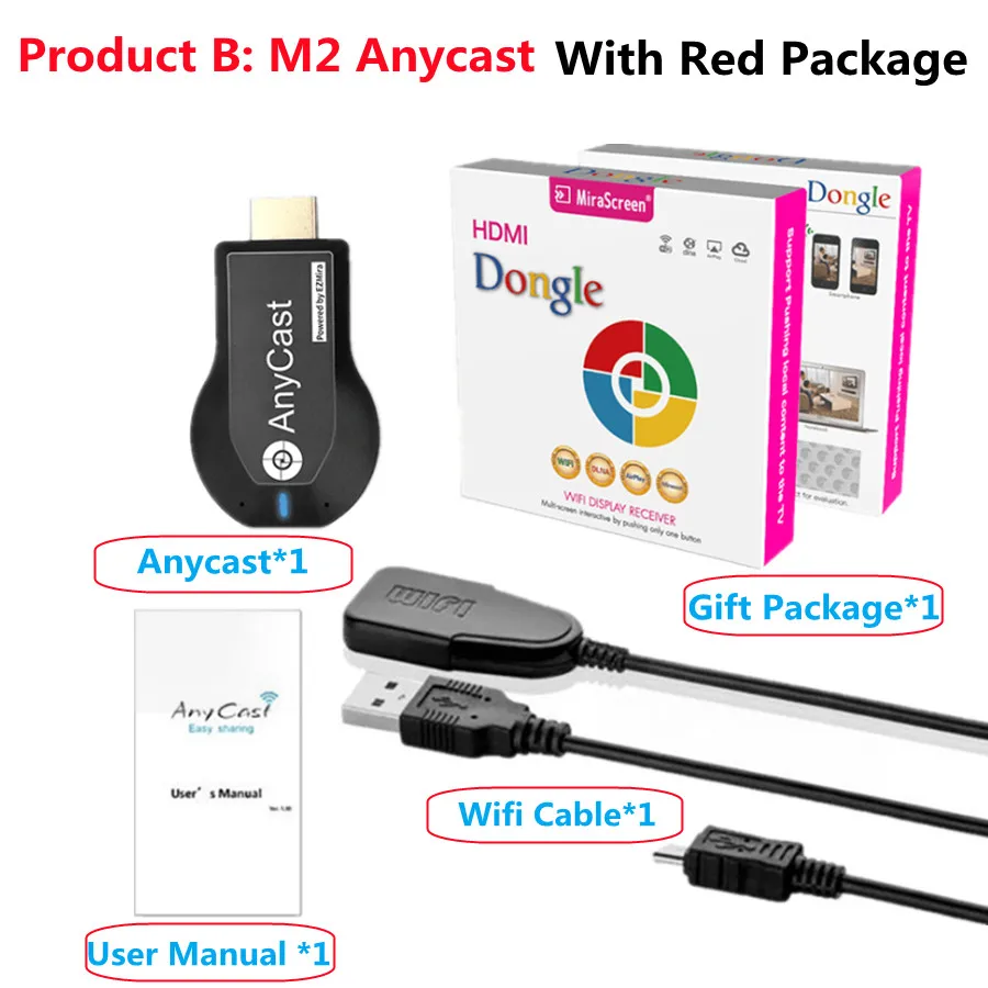 M2 Plus TV Stick Wifi Display Receiver Anycast DLNA Miracast Airplay Mirror Screen HDMI-compatible Android IOS Mirascreen Dongle smart tv sticks TV Sticks