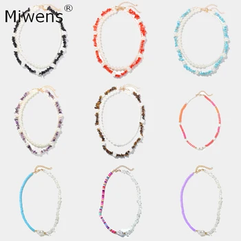 

Miwens Unique Rhinestone Beads Chokers Necklace For Women Elegant Collar Necklace Bohemia Shell Bead Link Necklace Gift Jewelry