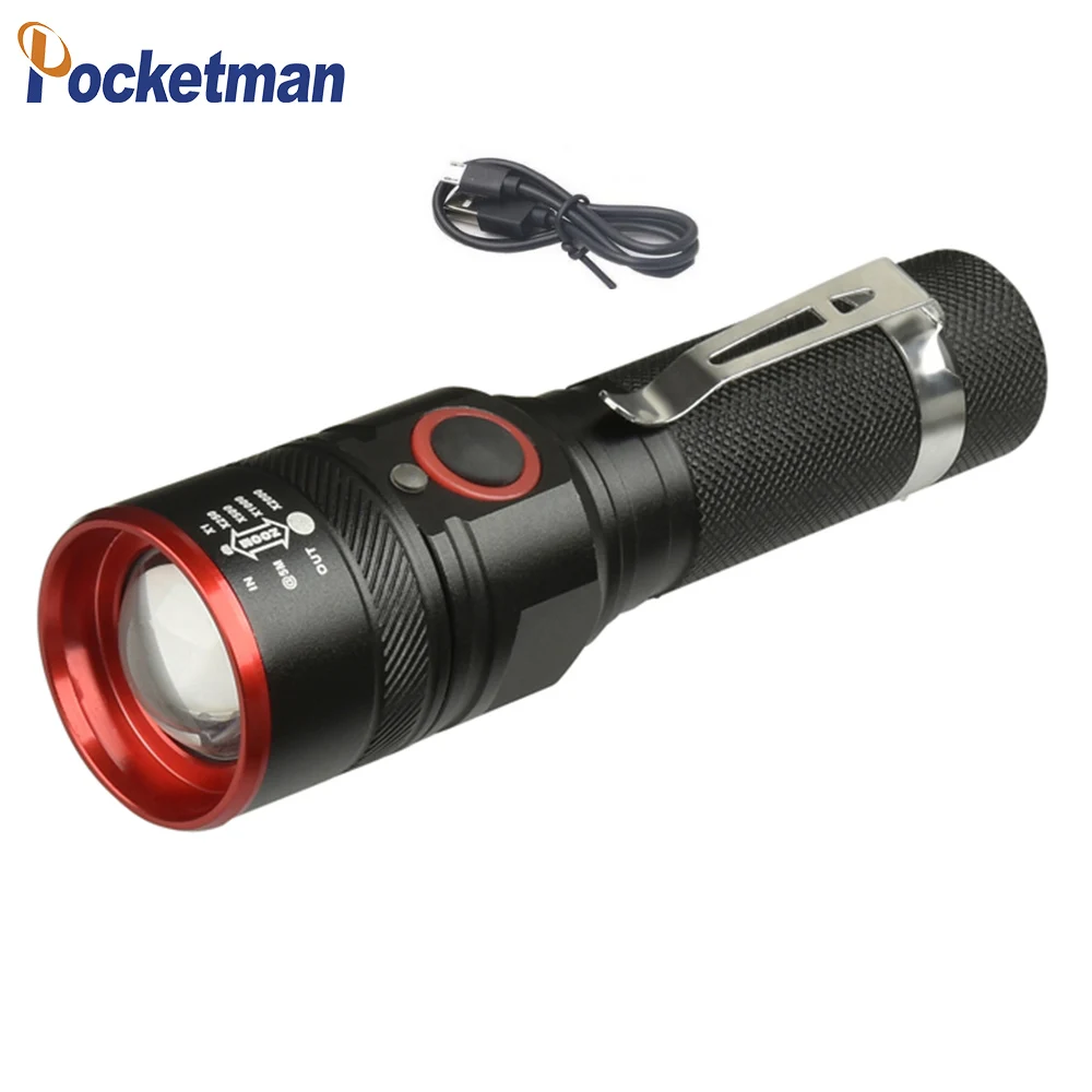 2021 NEW Waterproof USB Rechargeable LED Flash light XML-T6 Led Flashlight Zoomable torch 18650 with USB cable Camping z40 hyper tough torch Flashlights