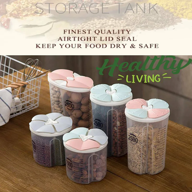 

2019 Newly Healthy Containers Cereal Grain Dry Food Storage Tank Transparent Cover Plastic Case N66