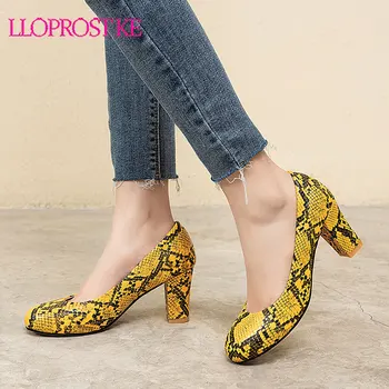 

Lloprost ke 2020 New Fashion Slip On Chunky High Heels Shoes Women Pumps Female Shallow Office&Career Pumps Woman Shoes Footwear
