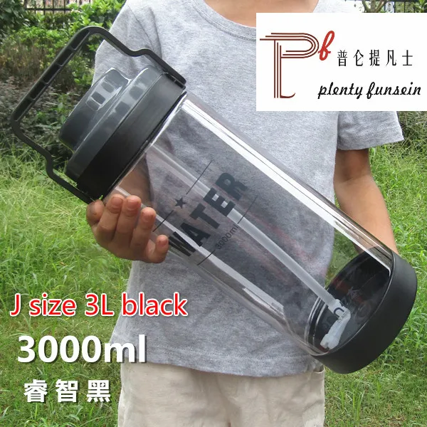 Горячие продажи супер большая емкость портативный пластиковый механизм походный чайник бутыль для чая или воды питьевой напиток 1.5L/2L/2.5L/3L - Цвет: J size 3L black
