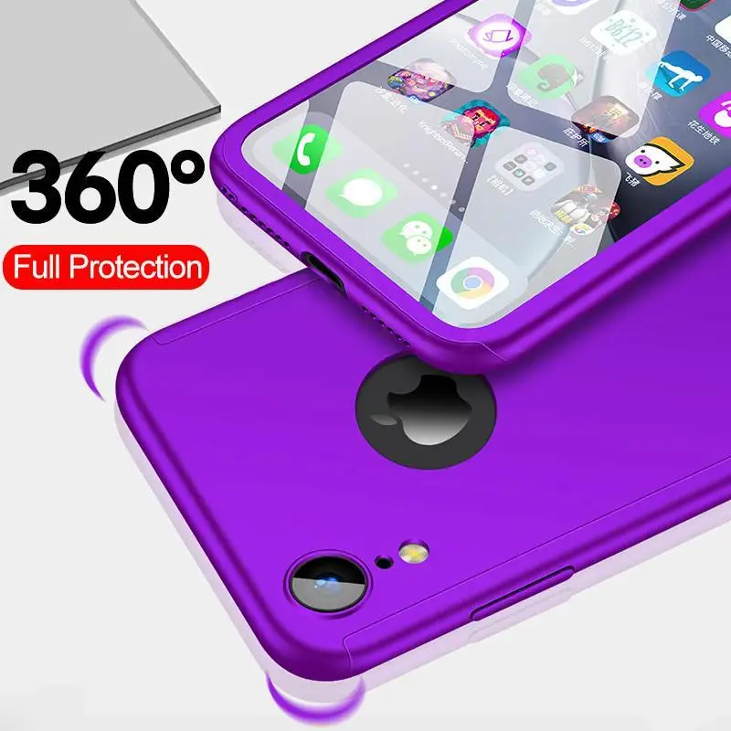 Роскошный полный защитный чехол 360 для iPhone 11Pro Max Xs XR X 8 7 Plus 6 6s 5 5S SE со стеклянным