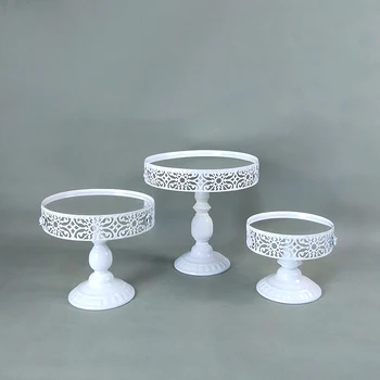 

WHITE GOLD Mirror Round Metal Cake Stand Plate Home Wedding Birthday Party