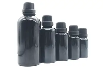 

10ml 15ml 30ml 50ml 100ml Natural black glass bottle with black theftproof lid,for lotion/perfume/oli/moisturizer/facial water