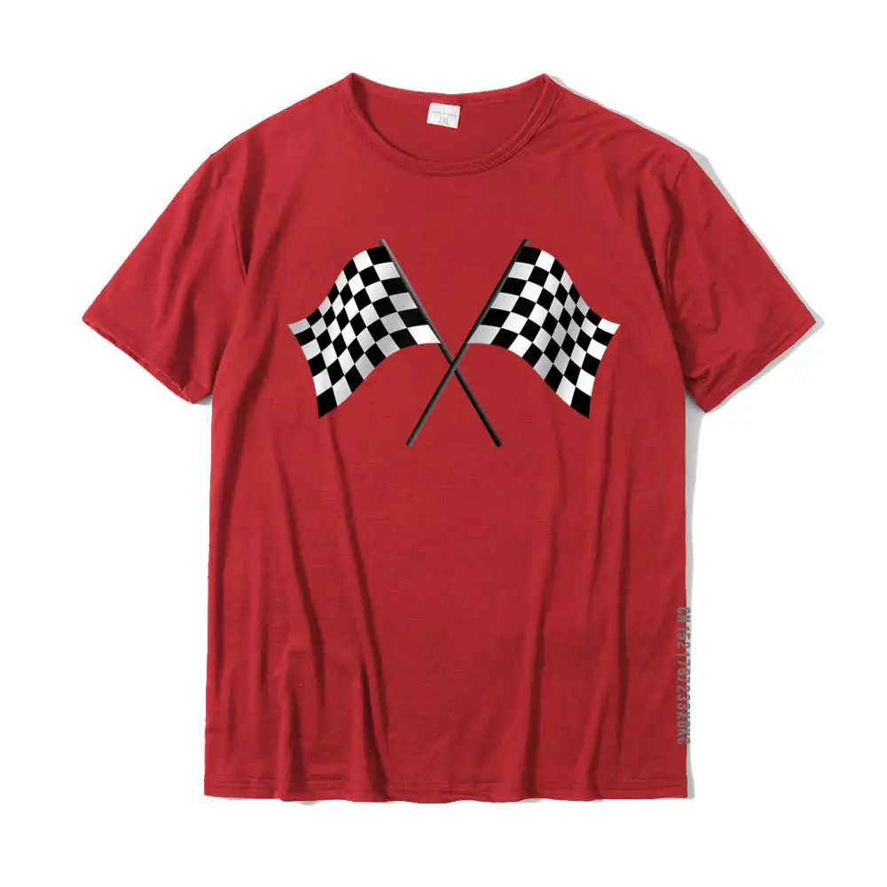 Design 100% Cotton Men's Short Sleeve Tops T Shirt Design Summer Top T-shirts Design T Shirts Dominant Round Neck Checkered Flags Start Finish Race T-Shirt__MZ22119 red