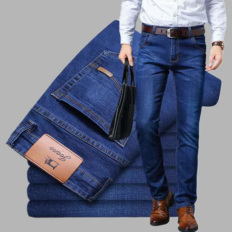 Pantalones vaqueros elásticos para hombre, pantalón informal holgado pierna recta, trabajo barato, moda de verano, 2020|Pantalones - AliExpress