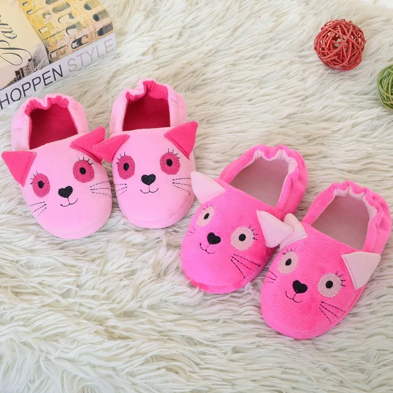 Toddler Kids Slippers Spring Autumn Cute Cartoon Cats Children Boys Girls Shoes Indoor Bedroom Cotton Slipper Warm Shoes