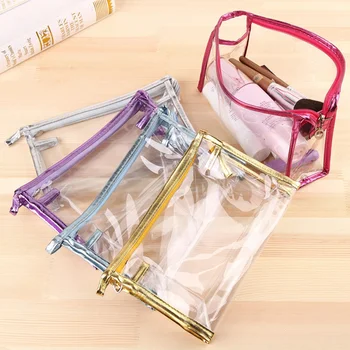 

PVC Travel Cosmetic Bags Women Transparent Clear Zipper Makeup Bags Organizer Bath Wash Make Up Tote Handbags Case