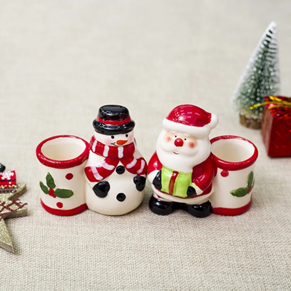 Christmas ceramic toothpick holder Santa Claus snowman Xmas desktop Home Ornament toothpick Storage holder Organizer supplies 2