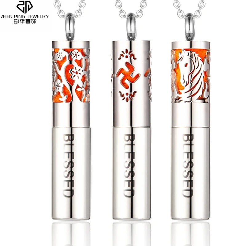 

Stainless Steel Aromatherapy Pendant Essential Oil Diffuser Round Locket Perfume Bottle Necklace Anti Anxiety Jewelry