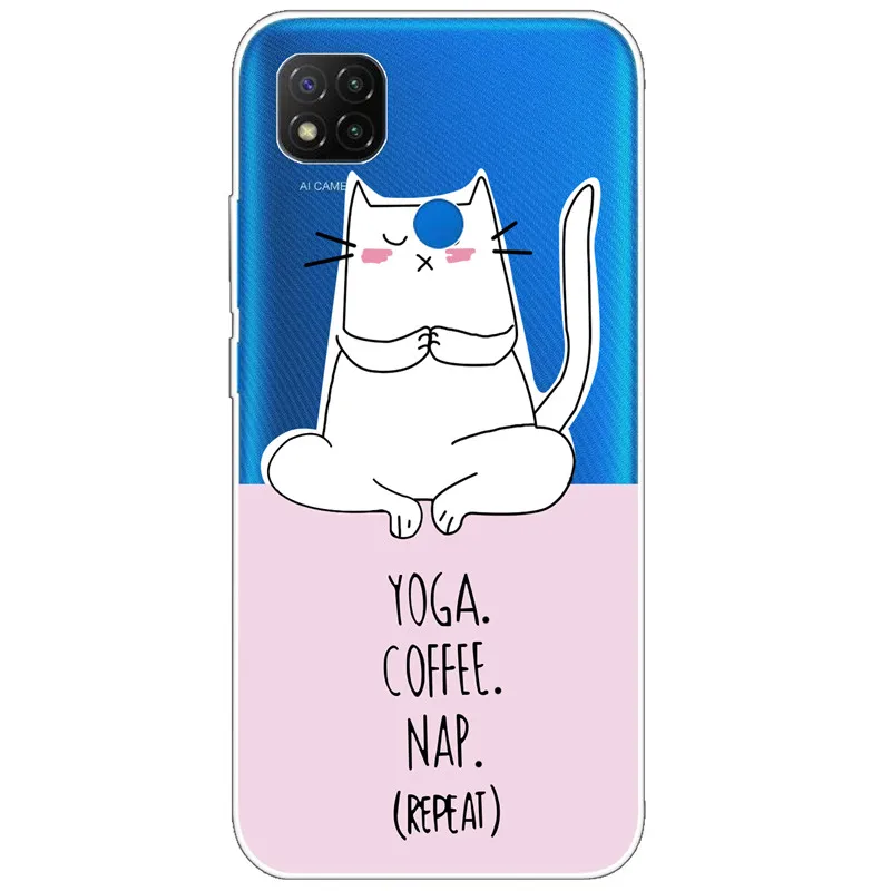 xiaomi leather case design For Xiaomi Redmi 9C NFC Case Transparent Soft Silicone Back Cover For Xiaomi Redmi9C NFC Case Clear TPU Redmi 9 C NFC 6.53'' Cat phone cases for xiaomi Cases For Xiaomi