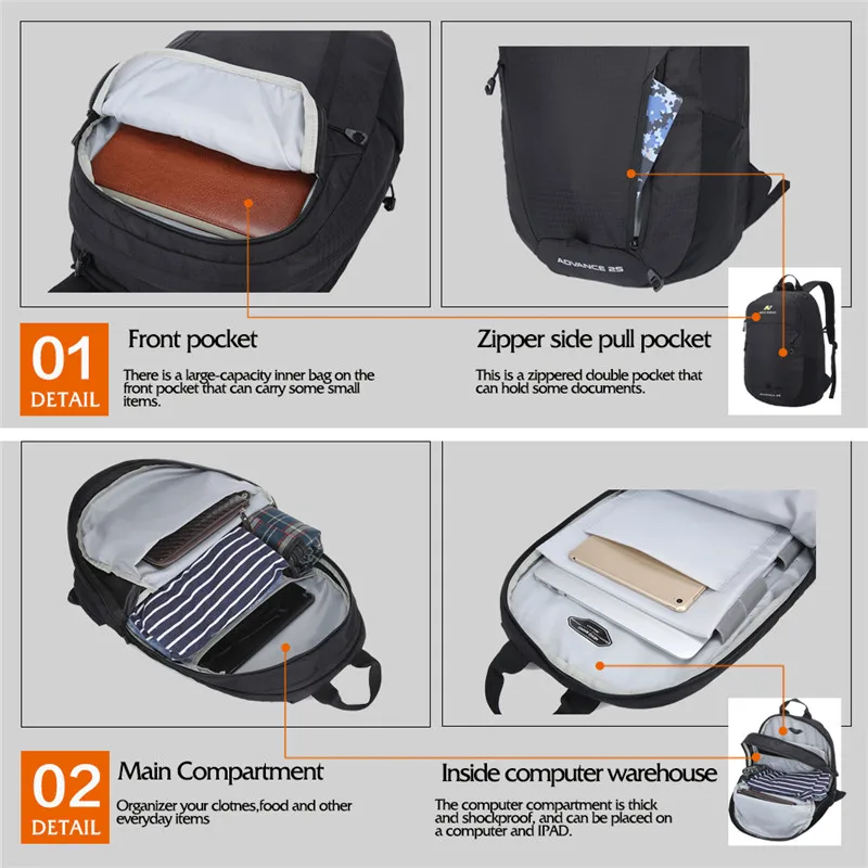 NEVO RHINO Waterproof 25L Men's Backpack Unisex travel pack bag hiking Outdoor Mountaineering Climbing Camping backpack for male